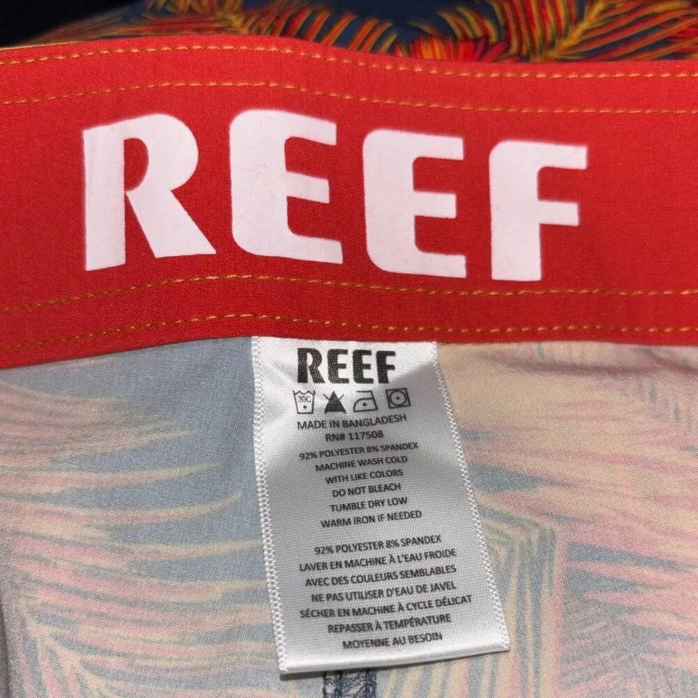 NWT Reef Harrison Board Shorts 38 Palm Print Surf Insignia Blue Swim Shorts